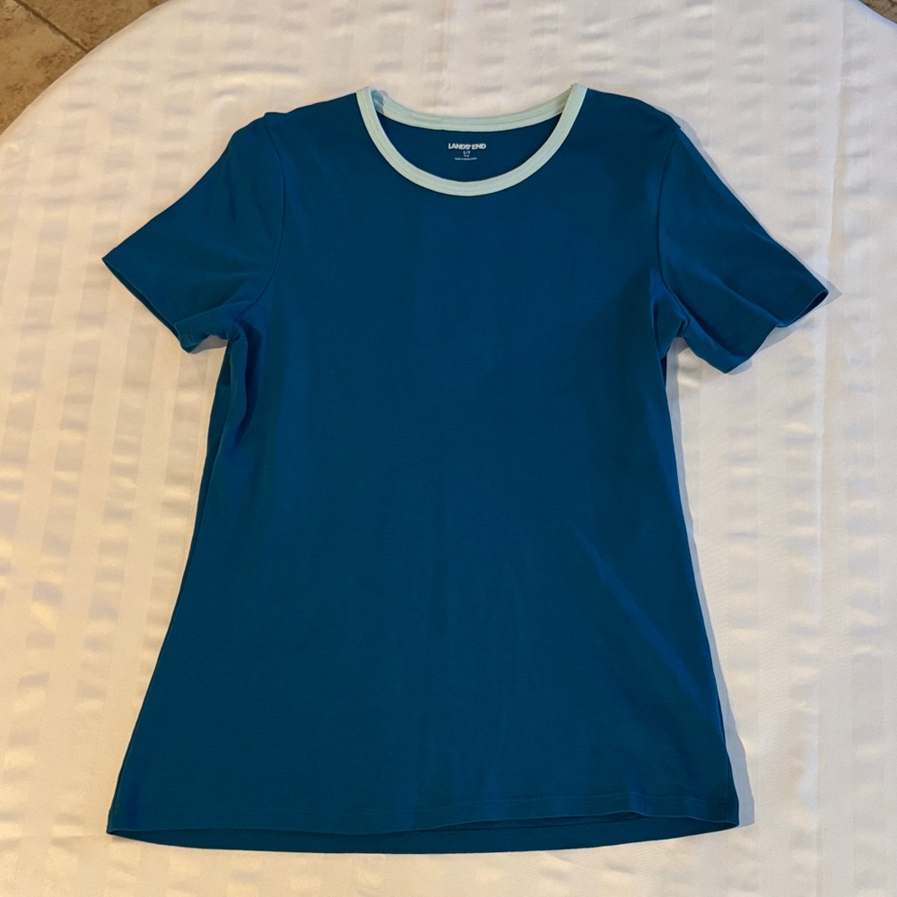 Lands' End Teal Top with Aqua Trim